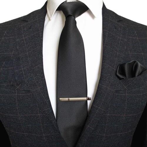 KAMBERFT Classic Solid Color Formal Necktie and Pocket Square handkerchief Tie Clip Sets ties for men Business Wedding Gravatas
