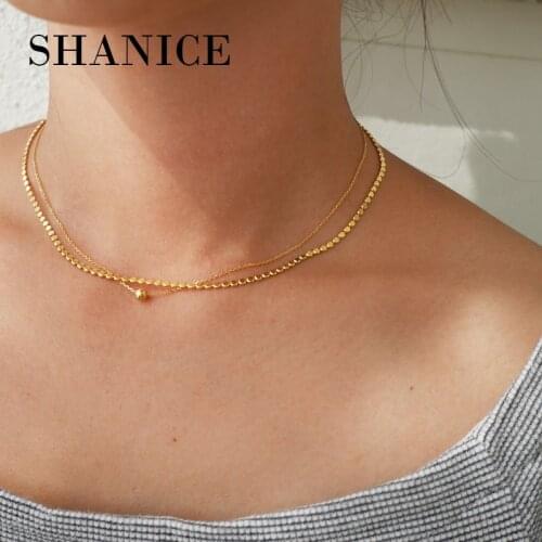 SHANICE S925 sterling silver Gold Choker Necklace For Women Female Chain Necklaces Ladies Multilayers Party Jewelry double layer