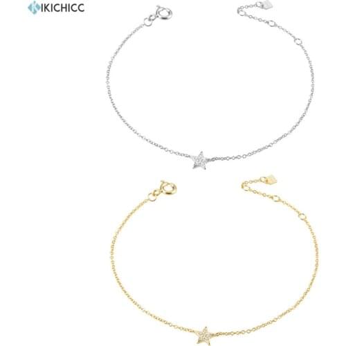 KIKICHICC 2020 New 925 Sterling Silver Gold Starry Sky Spakle Star Linked CZ Zircon Chain Bracelet Women Fine Jewelry Luxury