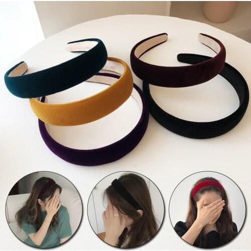 Solid Velvet Bezel Women Headband Girls Vintage knit Hair Bands Soft Hairband Headwear Hair Hoop Winter Hair Accessories