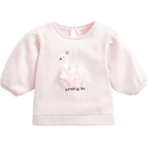 Baby Girl Clothes Toddler 2021 New Autumn Cotton Bird Applique Sweatshirt White Letter Sweater for Kids 2-7 Years