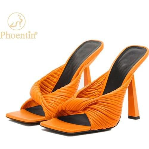 Phoentin New Super High Heel Slippers Woman Square toe Designer Fashion Sandals Ladies Summer Outdoors Runway party Shoes FT1608