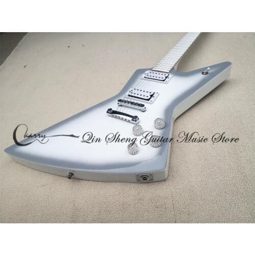 Custom 6 strings guitar,white black guitar,moon goddess pattern,tremolo bridge HH pickups,moon star inlay