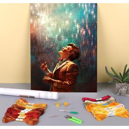 Portrait The Roar Of Our Stars Pre-Printed 11CT Cross Stitch DIY Embroidery Patterns DMC Threads Needlework Package