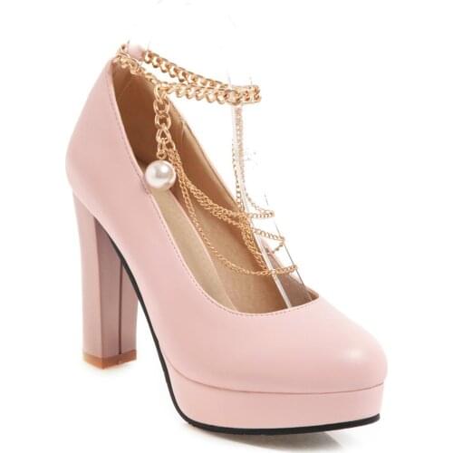 The size and age season 2019 new fashion thick with ultra-high code 33-43 shallow mouth joker single woman shoes