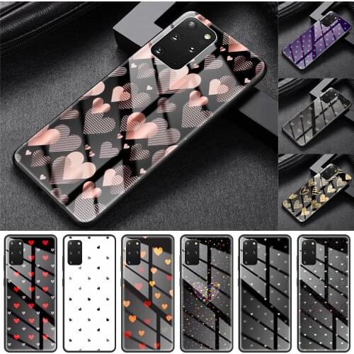 Glass Case For Samsung Galaxy S20 FE S10 S9 S8 Plus Note 20 Ultra 10 Lite 9 8 Phone Cover Shell Cute Love Heart Fashion Capa