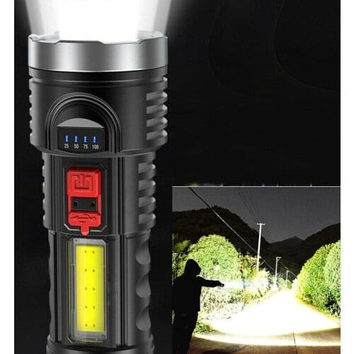 Super Bright Built-in Battery Flashlight 4 Modes Waterproof Torch USB Rechargeable Flashlight Tactical Camping Outdoor LED