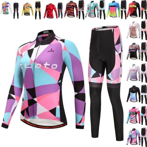 2020 Spring&Autumn Women Cycling Clothing Breathable Mountain Bicycle wear Ropa Ciclismo Quick-Dry Long Cycling Jersey+Pants set