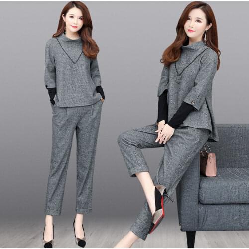 2021 Woman Slim Tracksuit Casual Basic Two Piece Set Tops and Pants Soft Clothing Female Loose Sportswear Jogging Suit H940