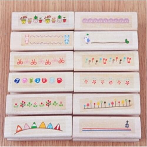 1Pcs Iron Tower Wood Stamps DIY Wooden Rubber Stamp Rose Flower Letters Diary Craft Card Stamps Set For Scrapbooking