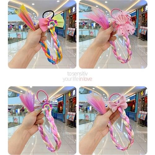 Girls Colorful Wig Pigtail Elastic Hair Band For children Ponytail Hair Ropes Kids Headwear 1pc freeshipping