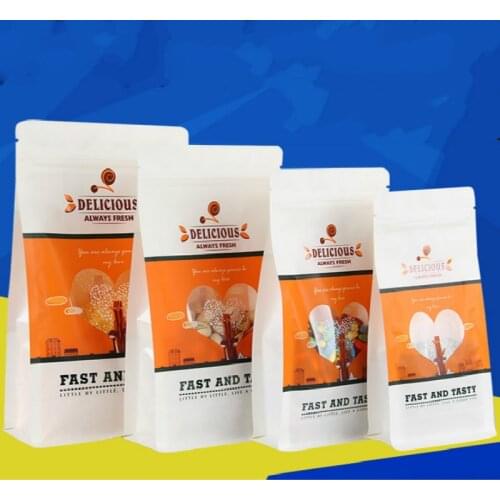 100pcs Thickened octagonal sealing window white paper bag kraft paper pouch candy fruit gift food packaging bags