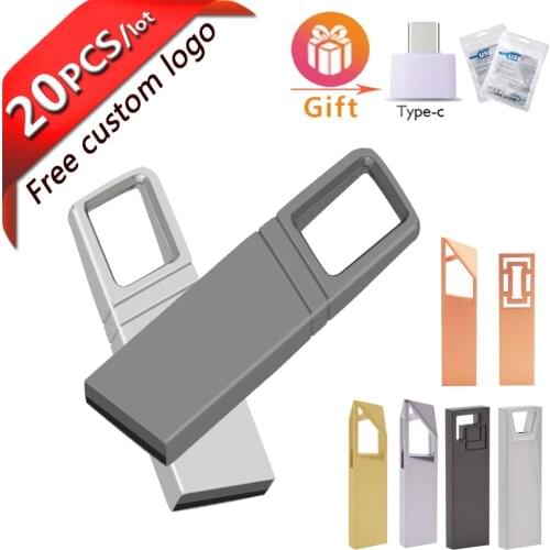 20pcs/lot USB 2.0 Metal Usb Flash Drive Pendrive 4GB 8GB 16GB 32GB 64GB U Disk Memory Stick Photography Gift(free Custom LOGO)