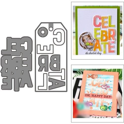 2021 New English Words Celebrate Metal Cutting Dies For Craft Making Label Tag Greeting Card Album Scrapbooking No Clear Stamps
