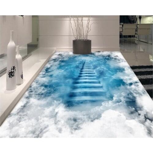 Beibehang Fashion fantasy three-dimensional pvc 3d wallpaper color cloud ladder 3D floor painting papel de parede papier peint
