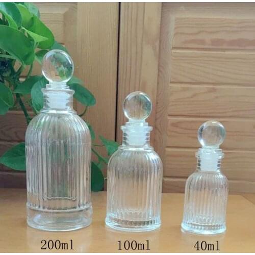 5pcs/lot 40ml/100ml/200ml Aroma Diffuser Fragrance Vertical stripe Glass Bottle Air Freshener Fragrance Accessories