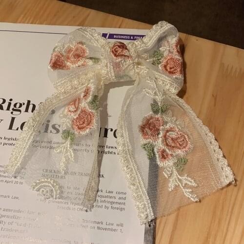 Four Seasons Sweet Lace Bow Girl Hair Accessories Exquisite Printing Hand Embroidered Hair Accessories Headband