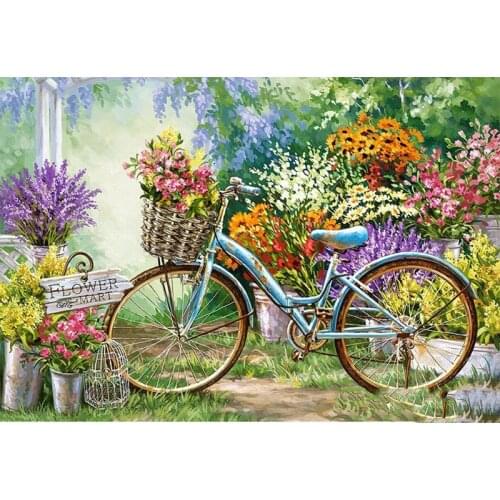 LUOVIZEM DIY 5D Diamond Painting Retro Bike Flower Full Square/Round Drill Mosaic Embroidery Cross Stitch Home Decor Picture