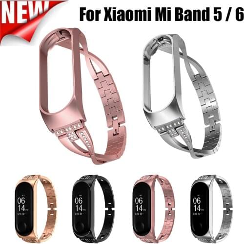 X-set Diamond Strap For Xiaomi Mi 5/6 Smart Watch Stainless Steel Band Metal Aolly Bracelet For Mi 5/6 Band Diamond Strap Correa