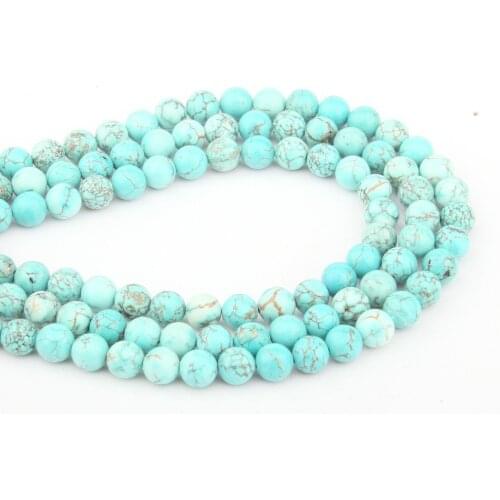 Natural Stone Beads Blue Turquoise4/6/8/10/12mm Fashion Jewelry Loose Beads for Jewelry Making Necklace DIY Bracelet