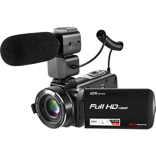 10X Optical Zoom And 120X Digital zoom DV, 3.0'' Inch Max 24MP Digital Video Camera Full HD 1080P
