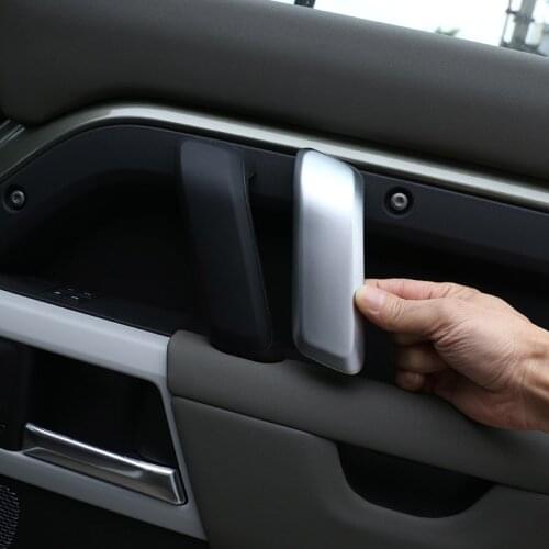 For Land Rover Defender 110 20-22 ABS Silver/Carbon Fiber Car Inner Handle Decoration Cover stickers car Accessories (LHD & RHD)