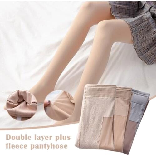 Fleece Padded Leggings Warm Pantyhose Thick Velvet Tights Double layer Pants For Women BHD2