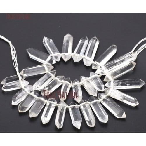 Crystal Quartzs Loose Beads Strand Double Terminated Chic Point White Clear Quartz Beads For Jewelry Making 13x51mm BE8010
