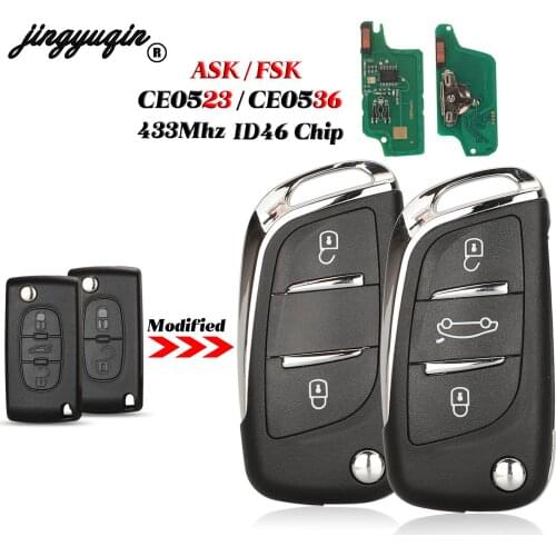 Jingyuqin CE0523 2/3 BT Filp Remote Car Key Shell Case For Peugeot Partner For Citroen C2 C3 C4 C5 433Mhz ID46 Berlingo Picasso