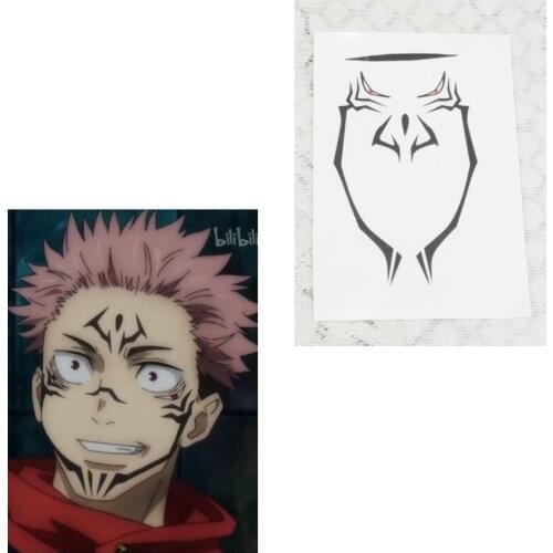 Jujutsu Kaisen Yuji Itadori Ryomensukuna Cosplay Face Tattoo Sticker Halloween Cosplay Costume Accessories