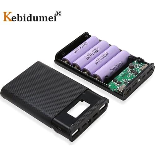 Kebidumei DIY 4x18650 Battery Power Bank Case Charge Storage Box 5V Dual USB Type C Android Micro USB Interface For Smart Phones