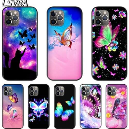 Beautiful Colorful Butterfly Art For Apple iPhone 12 11 XS Pro Max Mini XR X 8 7 6 6S Plus 5 SE 2020 Black Cover Phone Case