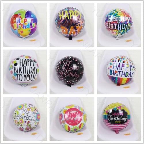 18 inch Round Happy Birthday Foil Balloons High Quality Birthday Celebration Globos Party Decoration Toy Aluminium Balloons