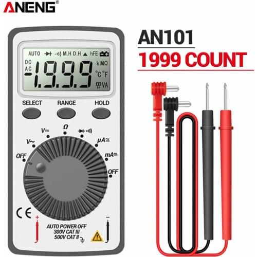 ANENG AN101 Mini Multimeter 1999 Count DC/AC Voltage Current Automatic Meter Pocket Voltmeter Ammeter Tester with Test Tool