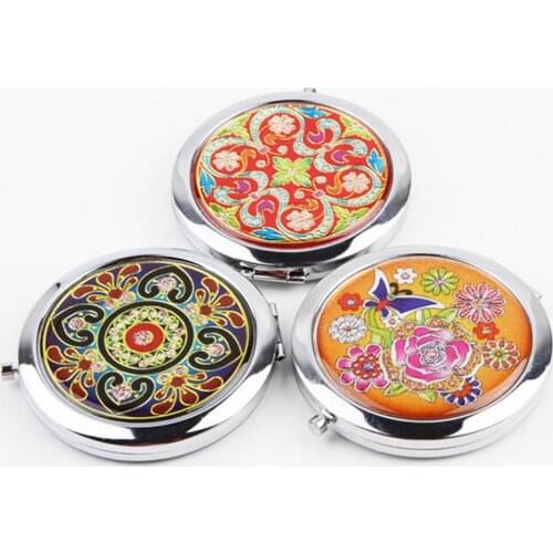 GU161 Mini Crystal Fold Mirror For Women Girls Cosmetic Makeup Supplies Portable Pocket Cosmetic Mirrors With Double Faced Rando