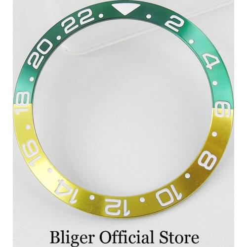 New Fashion 38mm Green Gold Aluminum Alloy Watch Bezel Ring Insert Fit Automatic Movement