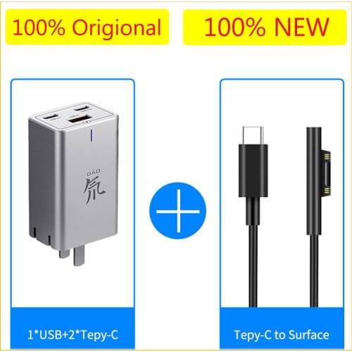 New Origianl TYPE-C to Microsoft Surface Cables Fast Charge PD Decoy Charging Cable and Gallium Nitride Fast Power Charging Plug