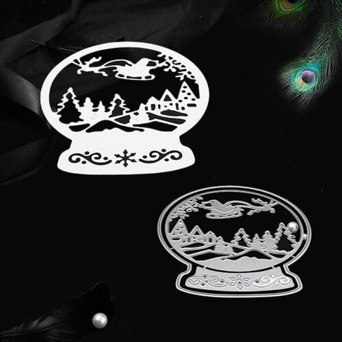 New Snow Globe Christmas Metal Cutting Dies for Craft Dies stencil templates Scrapbooking Embossing Die Cut Winter Scene Decor
