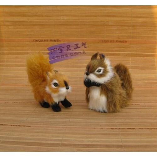 A pair of cute simulation squirrel model toys resin&fur mini squirrel model gift about 9cm 1191