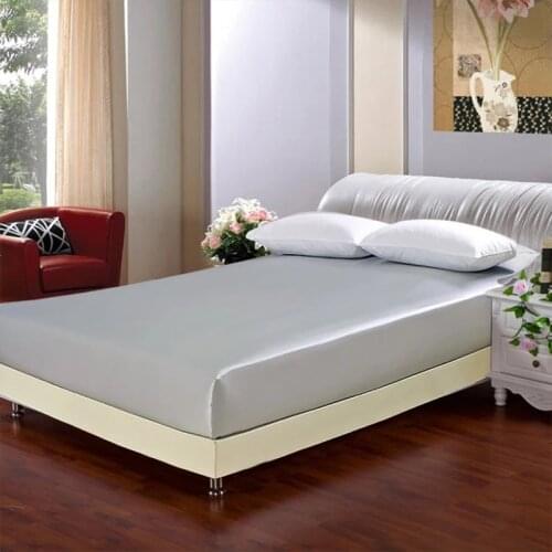 100% Mulberry Silk 19 mm Seamless King Queen Size White Pink Silvery Biege Champagne Colors Fitted Sheet 1 Piece Customize MS03