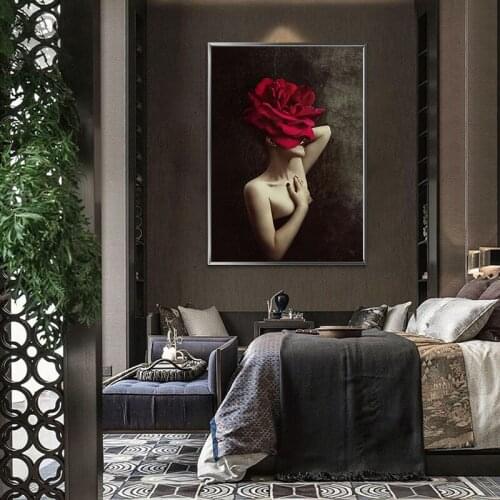 Rose Women Print Canvas Painting Wall Art Picture for Living Room Home Decor