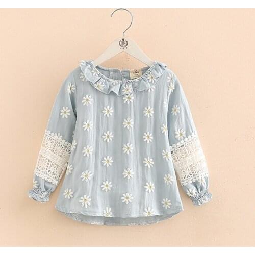Girls Flowers Print Shirt Spring Autumn 2020 Korean Baby Girl Long Sleeve Sweet Bottoming Shirt Kids Girls Lovely Hollow Blouse