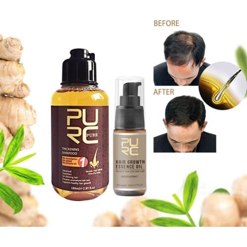 PURC Hot sale thickening shampoo hair growth essence oil set hair loss treatment supports healthy hair growth hair care set