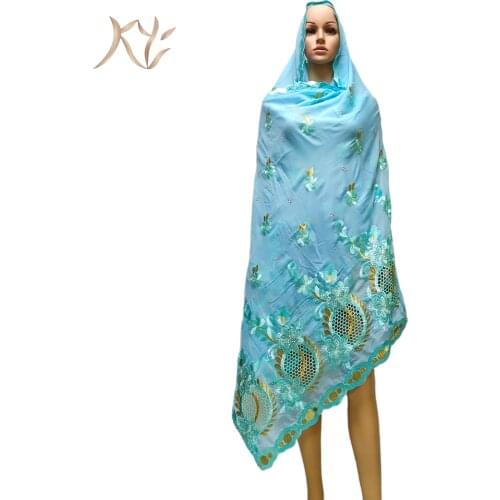 Fashion Hot Sale African Women Scarfs Big Circle Design Big Embrodiery Cotton With Grenadine Big Scarf for Shawls Pashmina