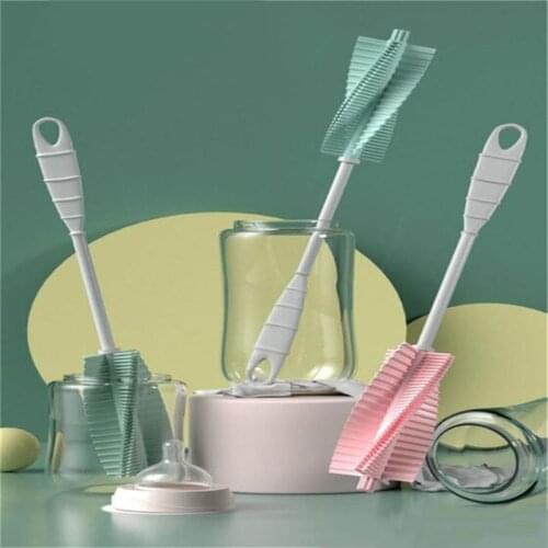 Long Handle Baby Bottle Brush Removable Soft Sponge Water Bottle Glass Cup Brushes Non-toxic Kitchen Household Cleaning Tool