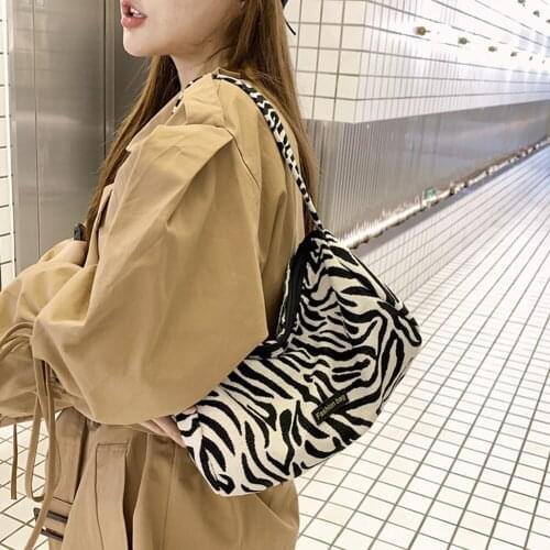 Vintage Zebra Leopard Pattern Handbag Totes Women Retro Travel Street Underarm Shoulder Bags Clutches Purse