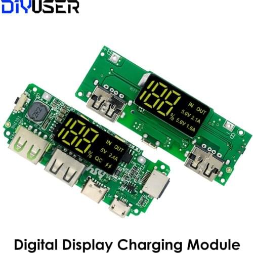 LED Dual USB 5V 2.4A Micro/Type-C USB Mobile Power Bank 18650 Charging Module Lithium Battery Charger Board Circuit Protection