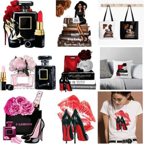 Beautiful Flower Patches For Clothes DIY Washable Woman T-Shirt Heat Transfer Thermal Sticker Fashion Perfume Iron On Applique