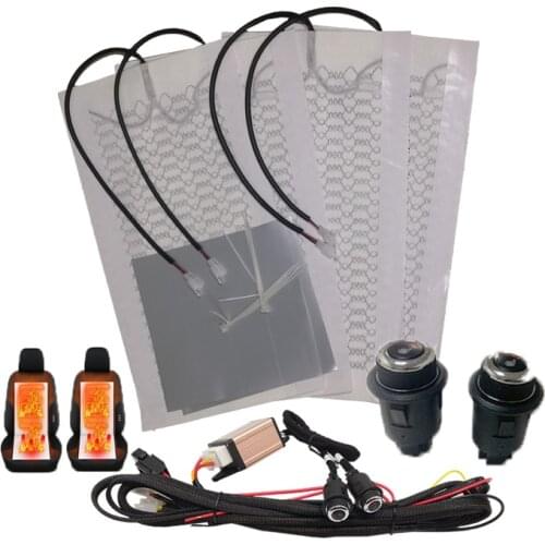 Universal 12V Carbon Fiber Car Seat Heating Heater Pads Winter Warmer Seat Covers Kit With 6 Level Round Switch