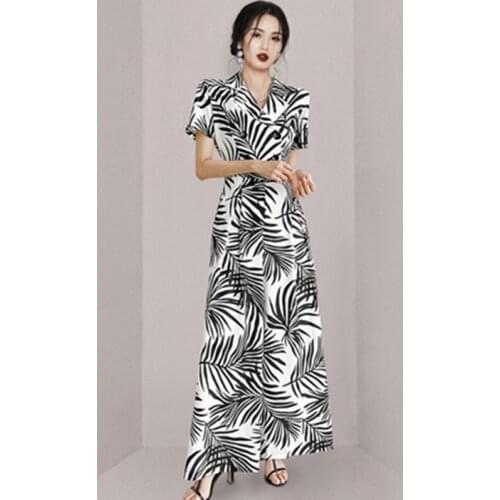 ZAWFL Women 2021 Summer Print Notched Collar Jumpsuit Elegant Office Lady Short Sleeve Playsuits Female Casual Wide Leg Rompers